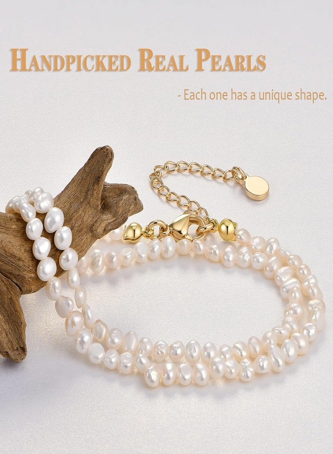 NUZON Natural Tiny Baroque Pearl Choker Necklace for Women Handpicked 3-4MM AAA+ Freshwater Irregular Pearl Beaded Strand Necklace Dainty Layering Jewelry 16'' Adjustable - Image 5